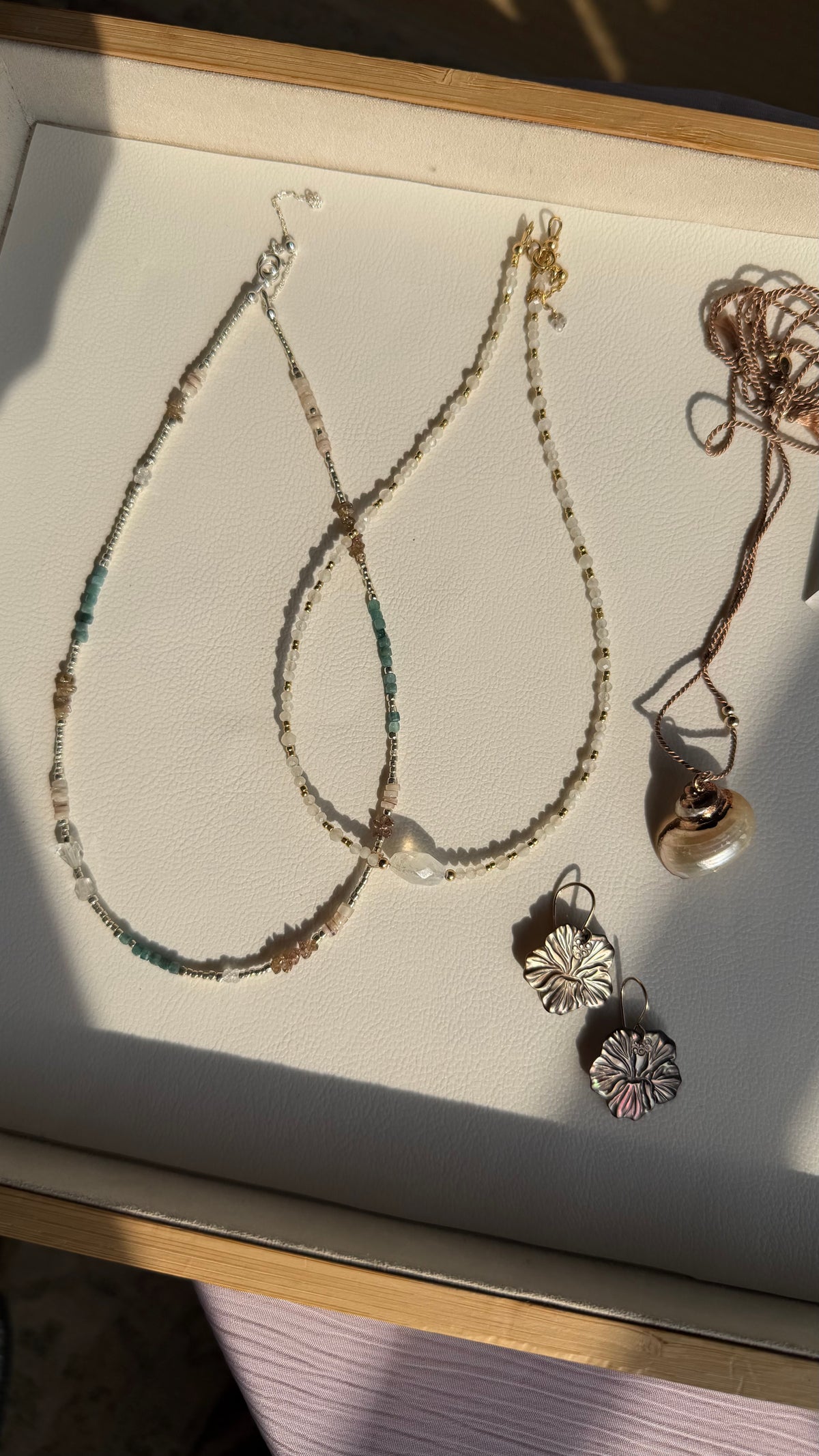 Silver〈Earthing beads Necklace〉Blue tourmaline