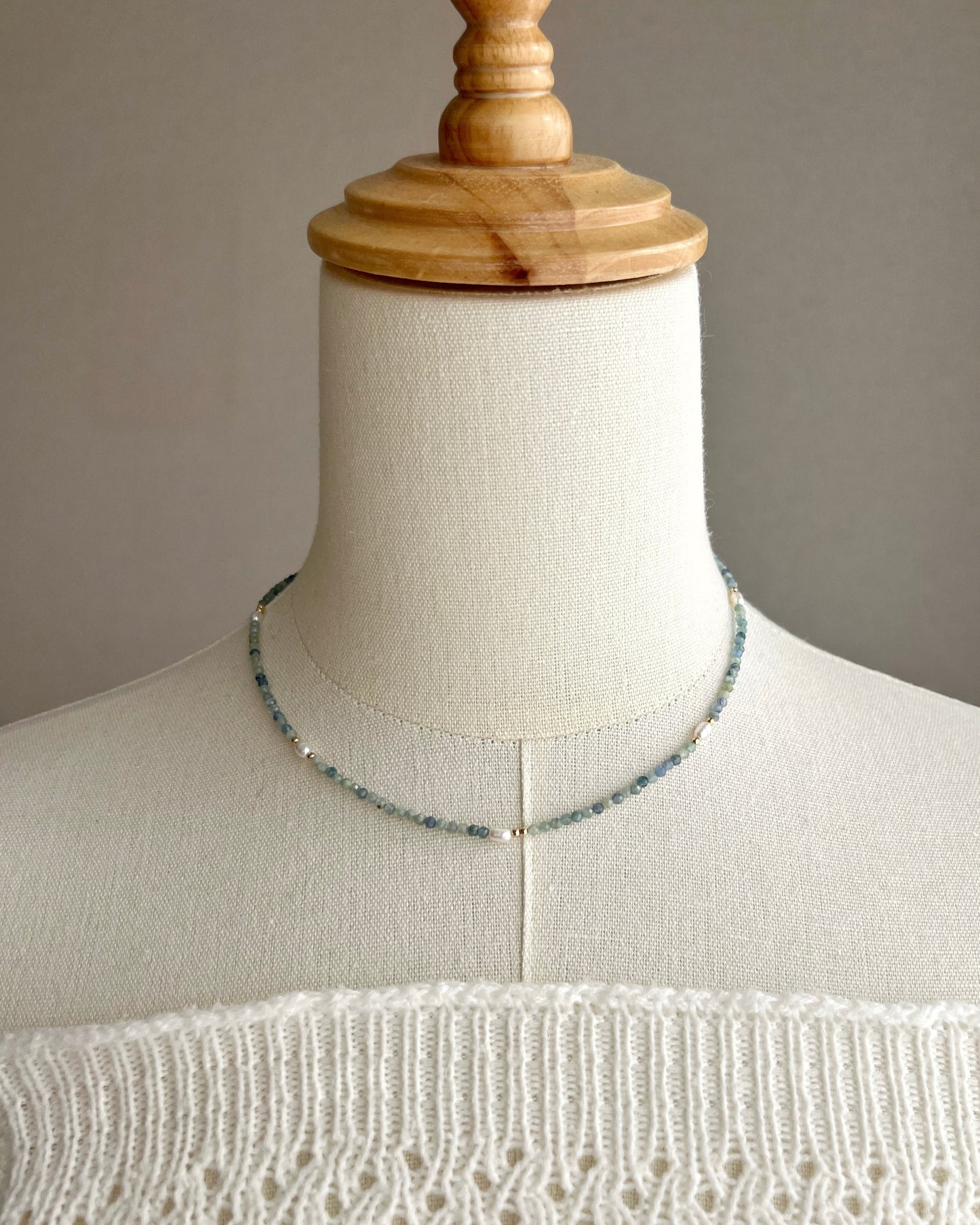 14KGF〈Earthing beads necklace〉Blue kyanite