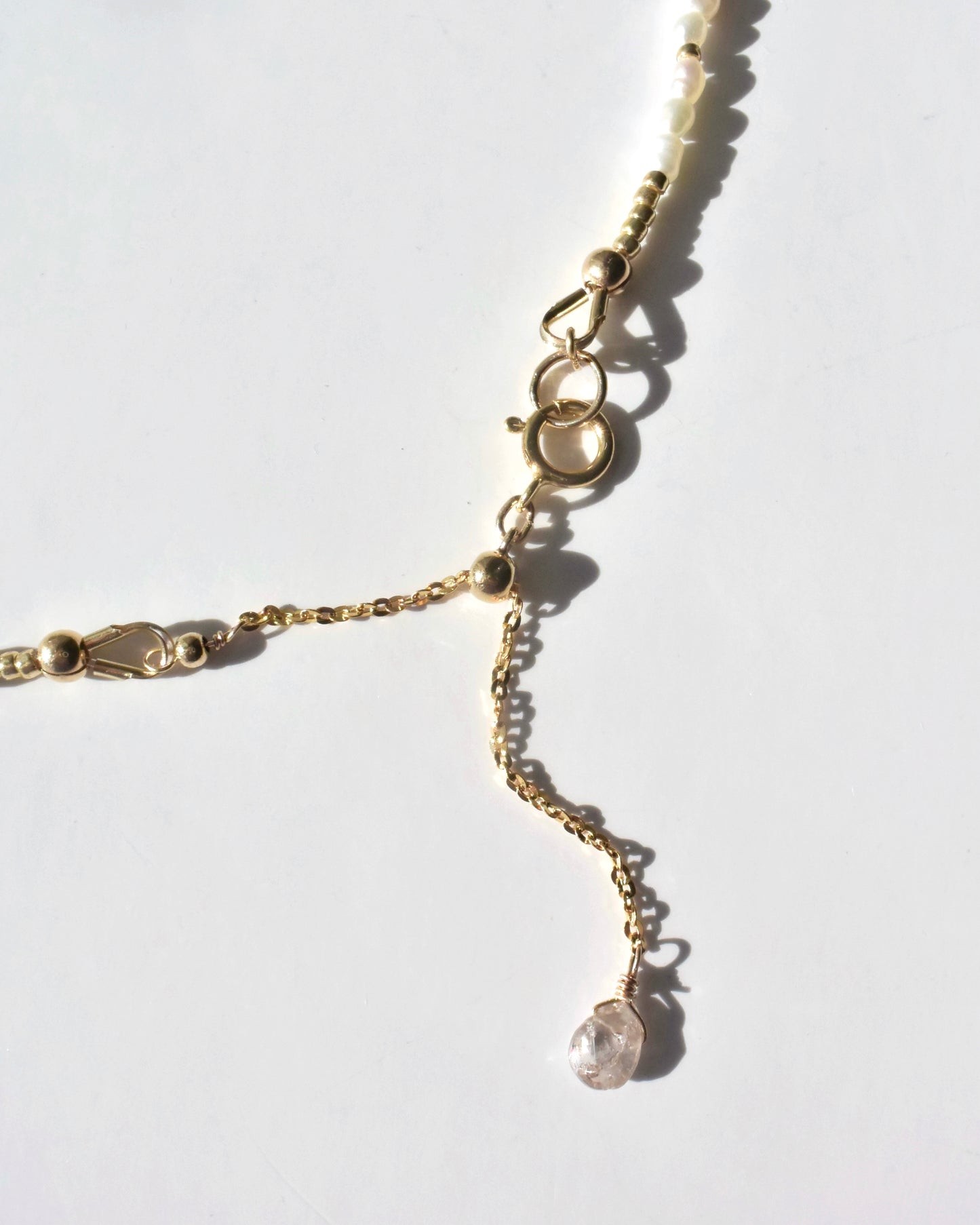 14KGF〈Earthing beads necklace〉Dalmatian jasper×Pearl