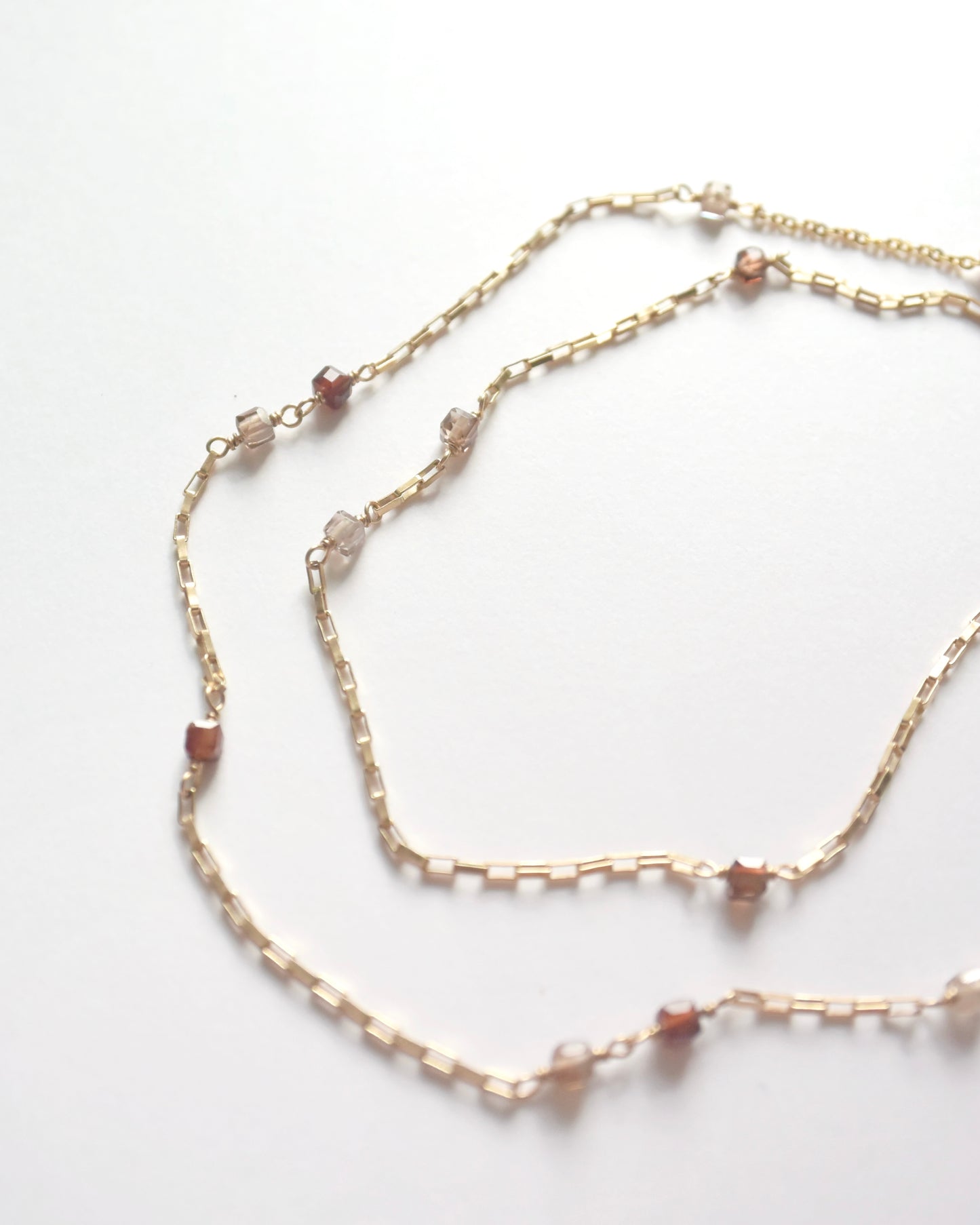 14KGF〈Station necklace〉Brown zircon