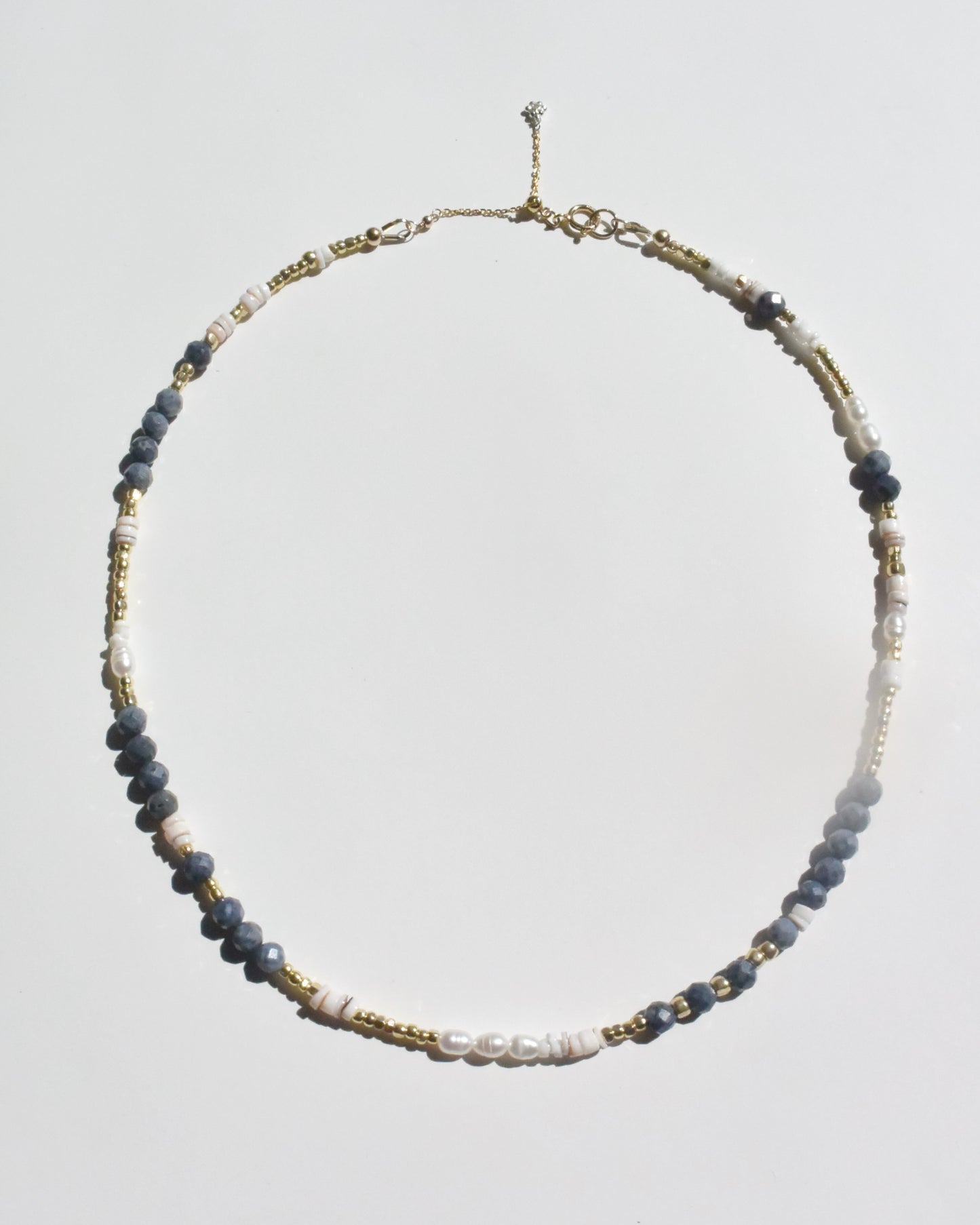 14KGF〈Earthing beads Necklace〉 Coral×White moonstone