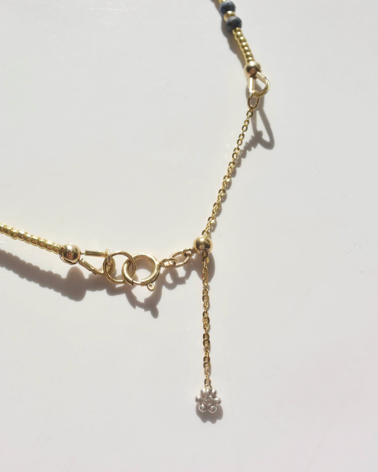 14KGF〈Earthing beads necklace〉Blue coral×Fresh water pearl