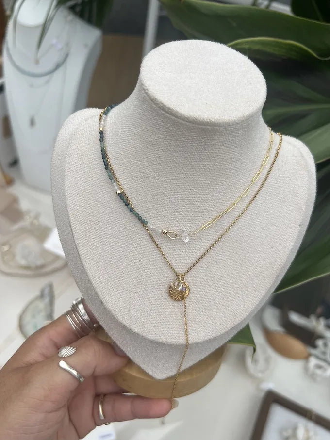 14KGF〈Herkimar diamond half chain 〉Blue topaz