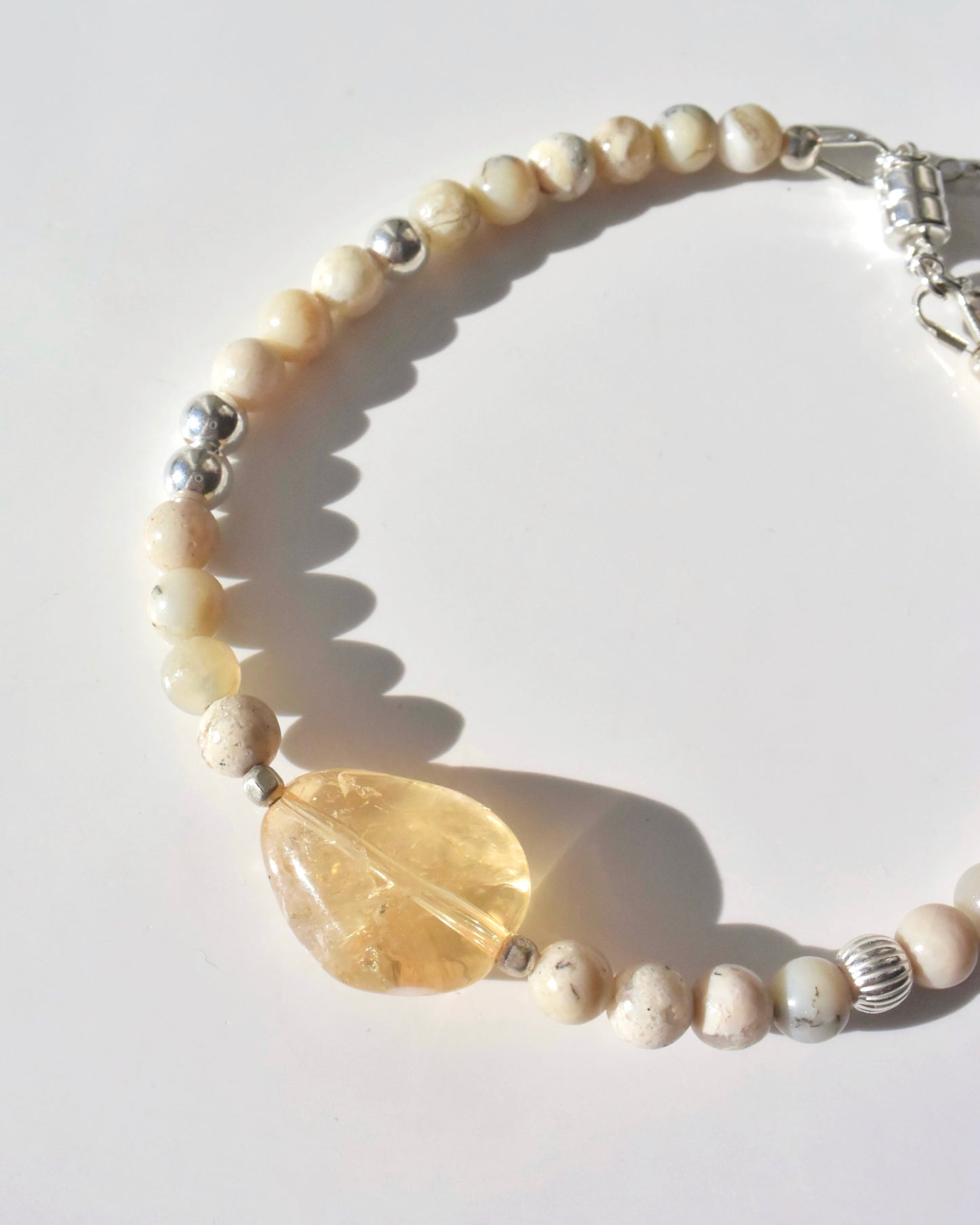 Silver〈Citrin×African opal〉Bracelet
