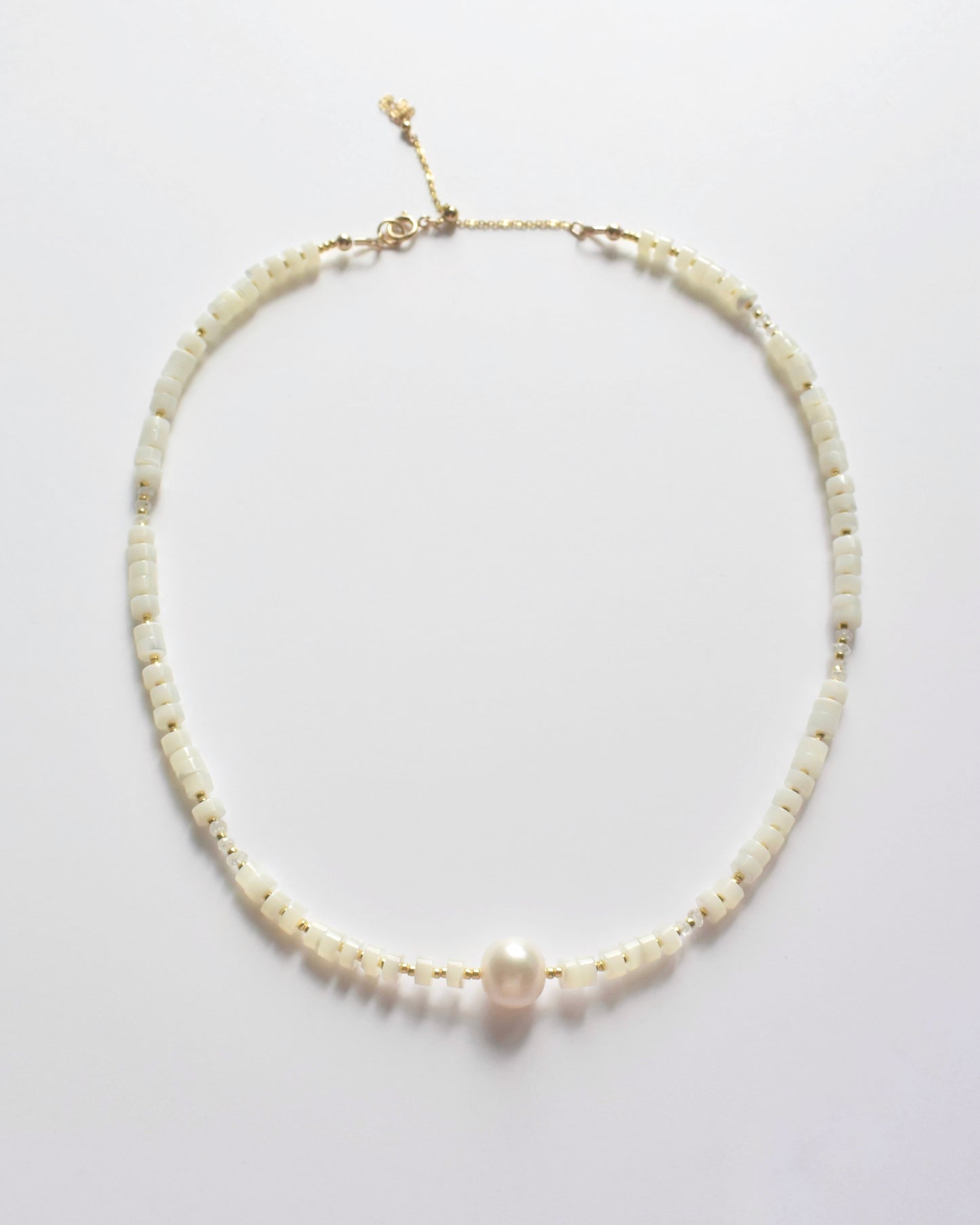 14KGF〈Earthing beads necklace〉MOP×Fresh water pearl