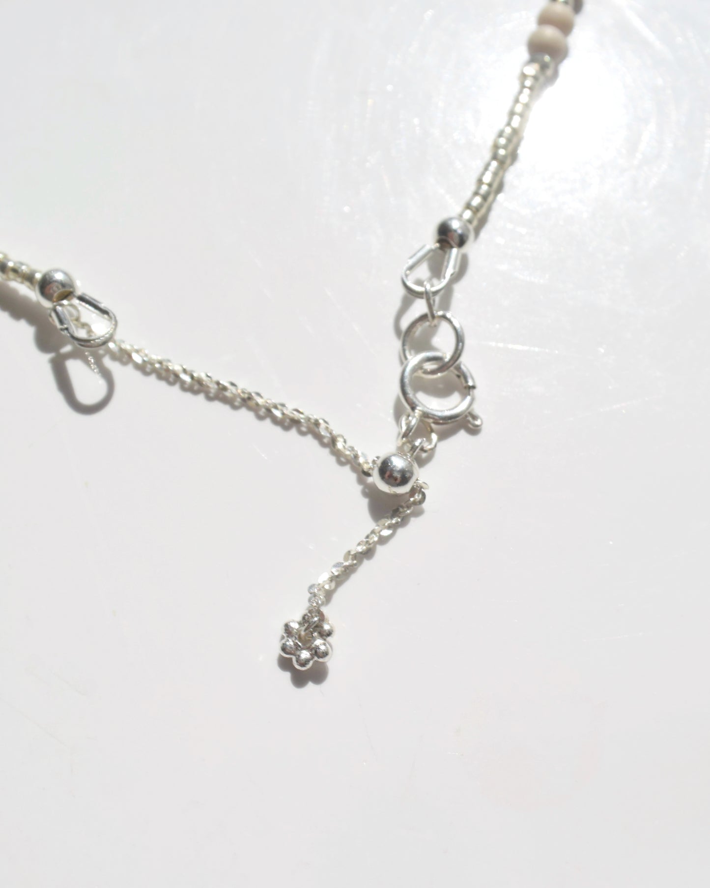 Silver〈Earthing beads necklace〉impression topaz&River stone