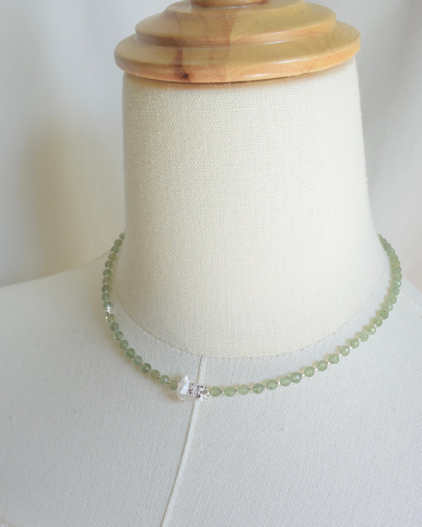14KGF〈Earthing beads Necklace〉 Green apatite