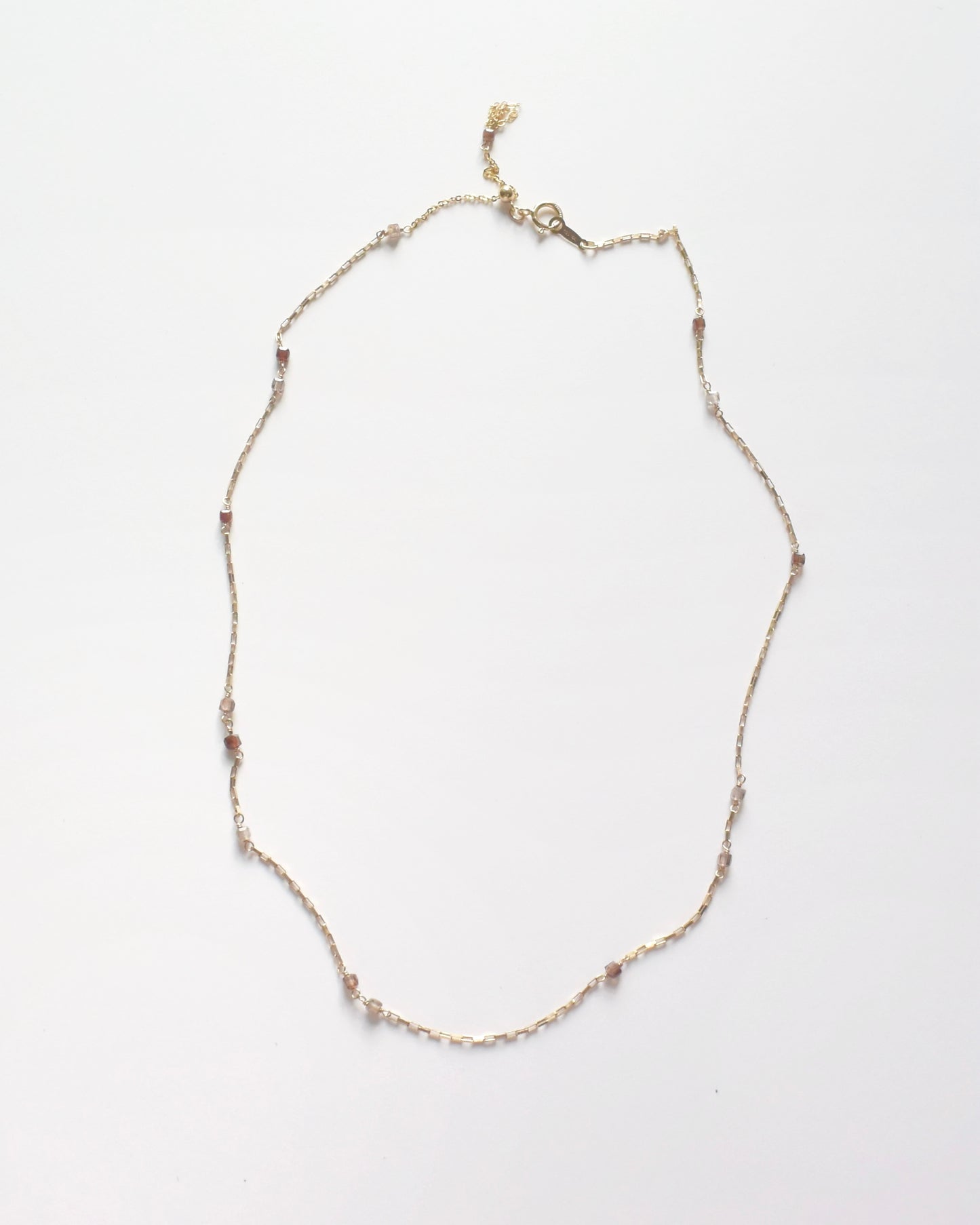 14KGF〈Station necklace〉Brown zircon