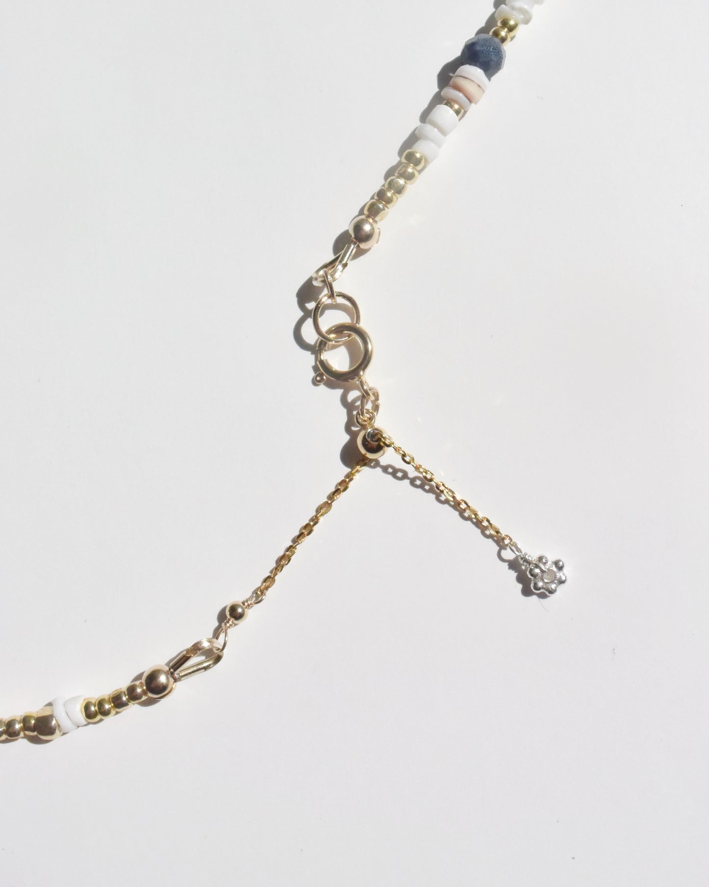 14KGF〈Earthing beads Necklace〉 Coral×White moonstone