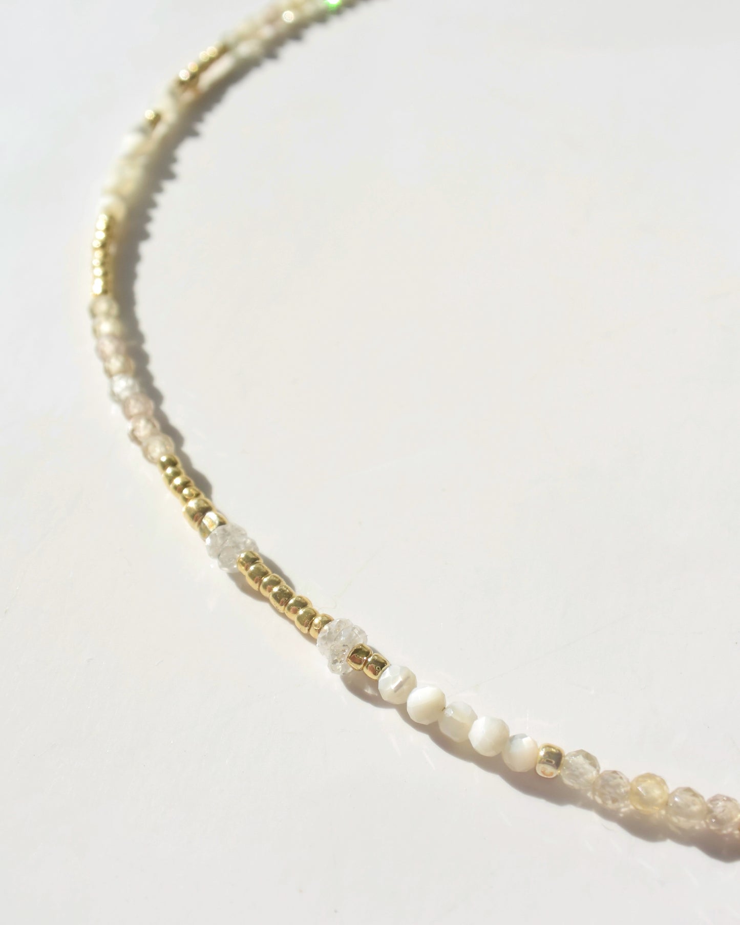14KGF〈Earthing beads necklace〉Zircon