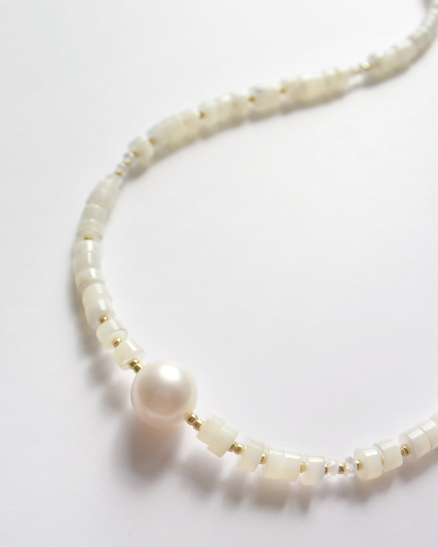 14KGF〈Earthing beads necklace〉MOP×Fresh water pearl