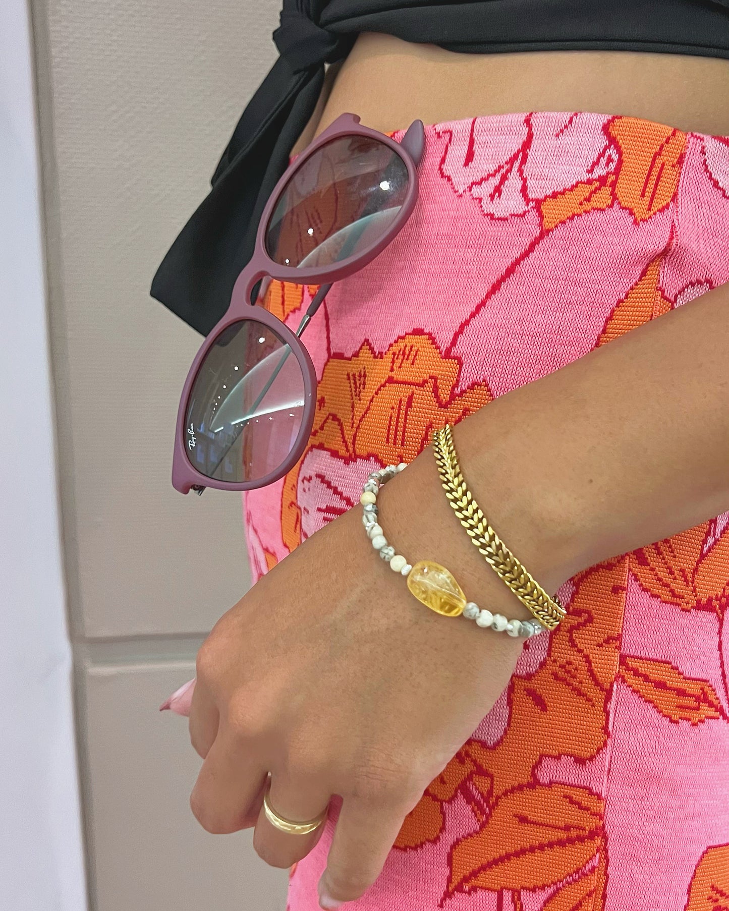 Silver〈Citrin×African opal〉Bracelet