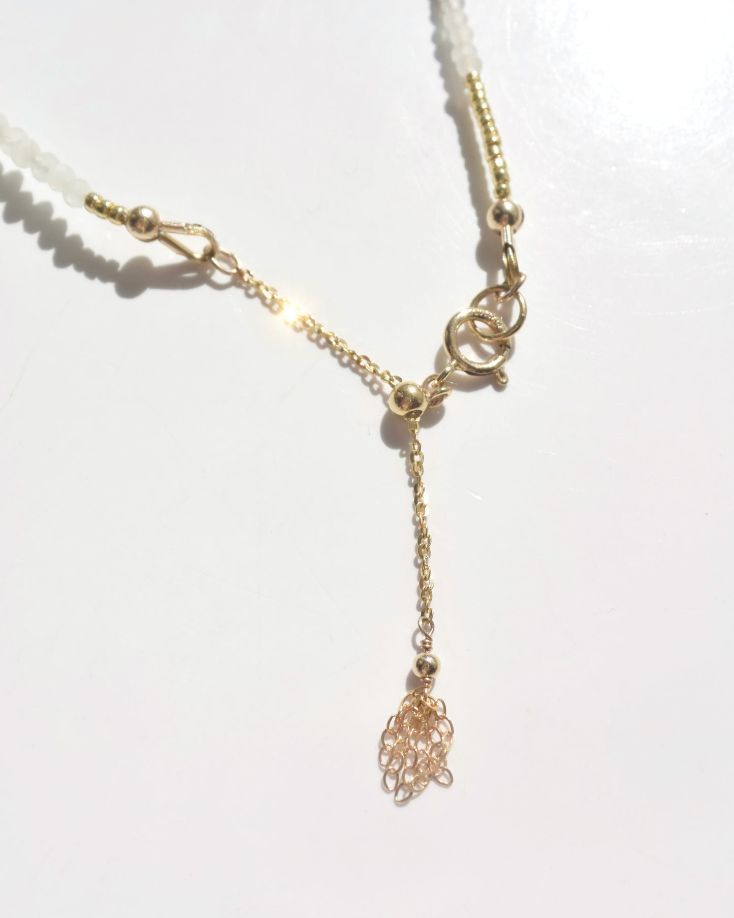 14KGF〈Earthing beads necklace〉Zircon&Moonstone