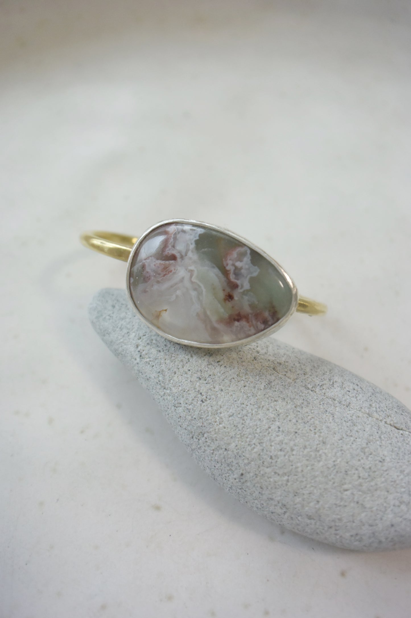 Silver&Brass〈Two finger ring〉Aquaprase