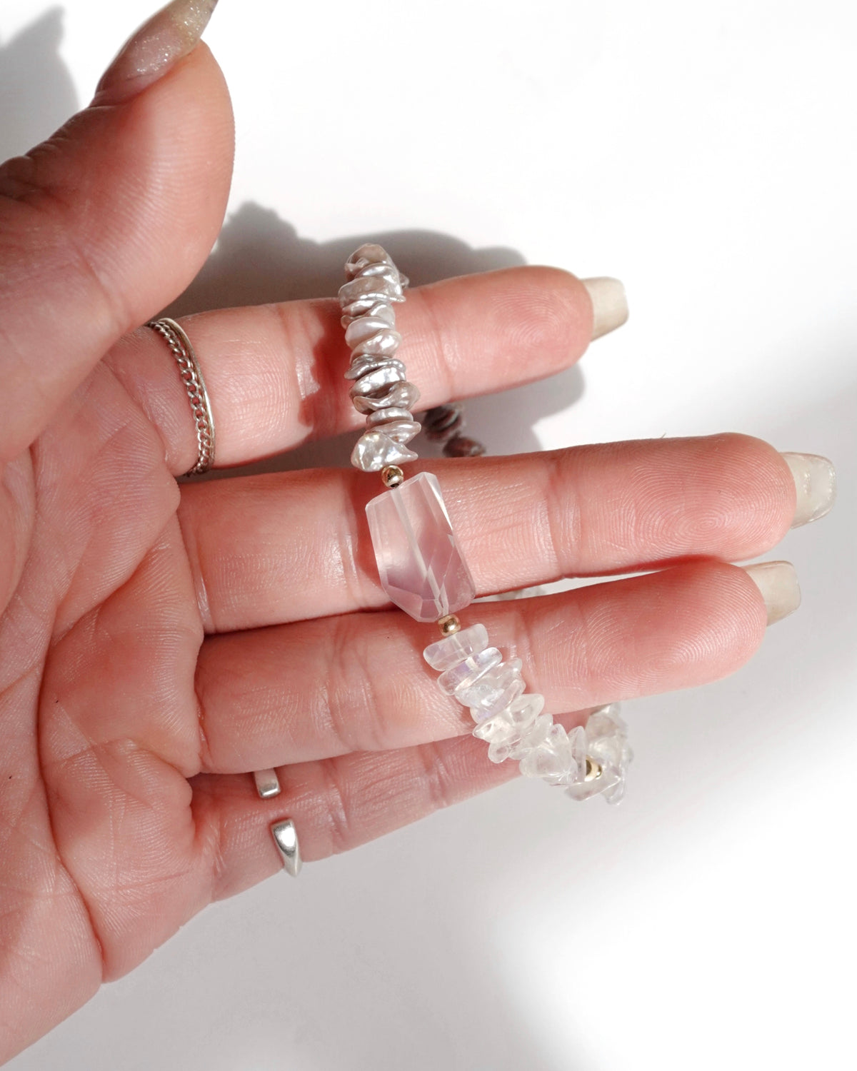 14KGF〈Magnet Bracelet〉Silk quartz