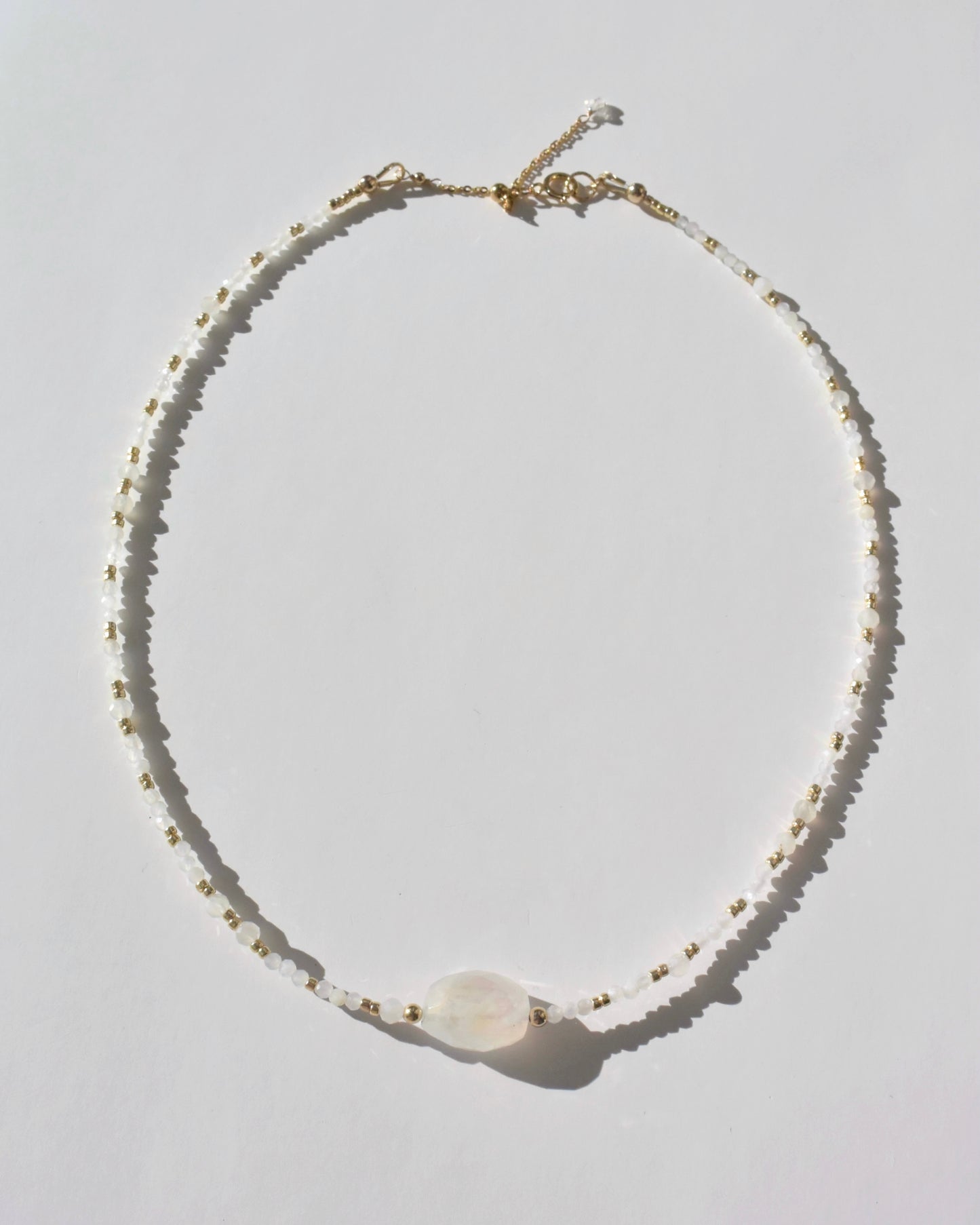 14KGF〈Eathing beads necklace〉Rainbow Moonstone