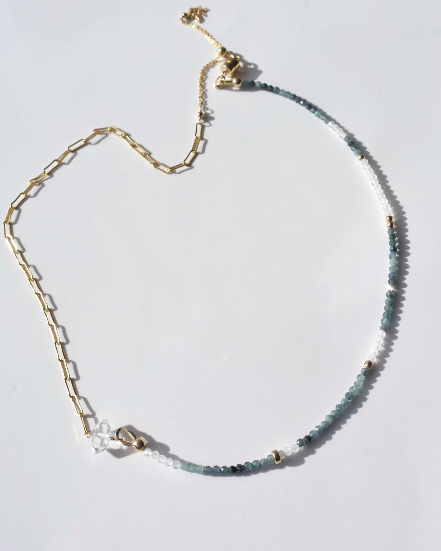 14KGF〈Herkimar diamond half chain 〉Blue topaz