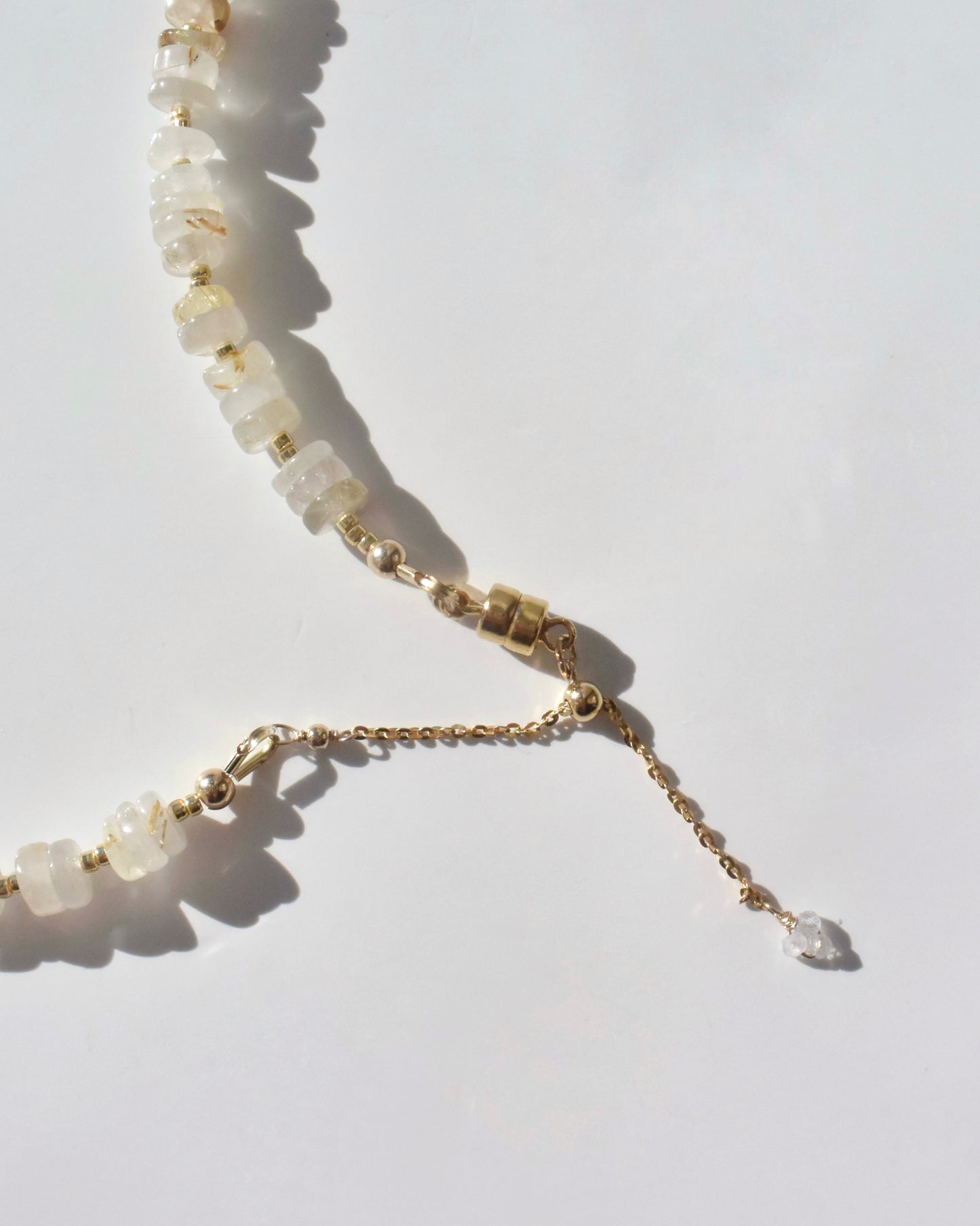 14KGF〈Earthing beads necklace〉Rutile quartz