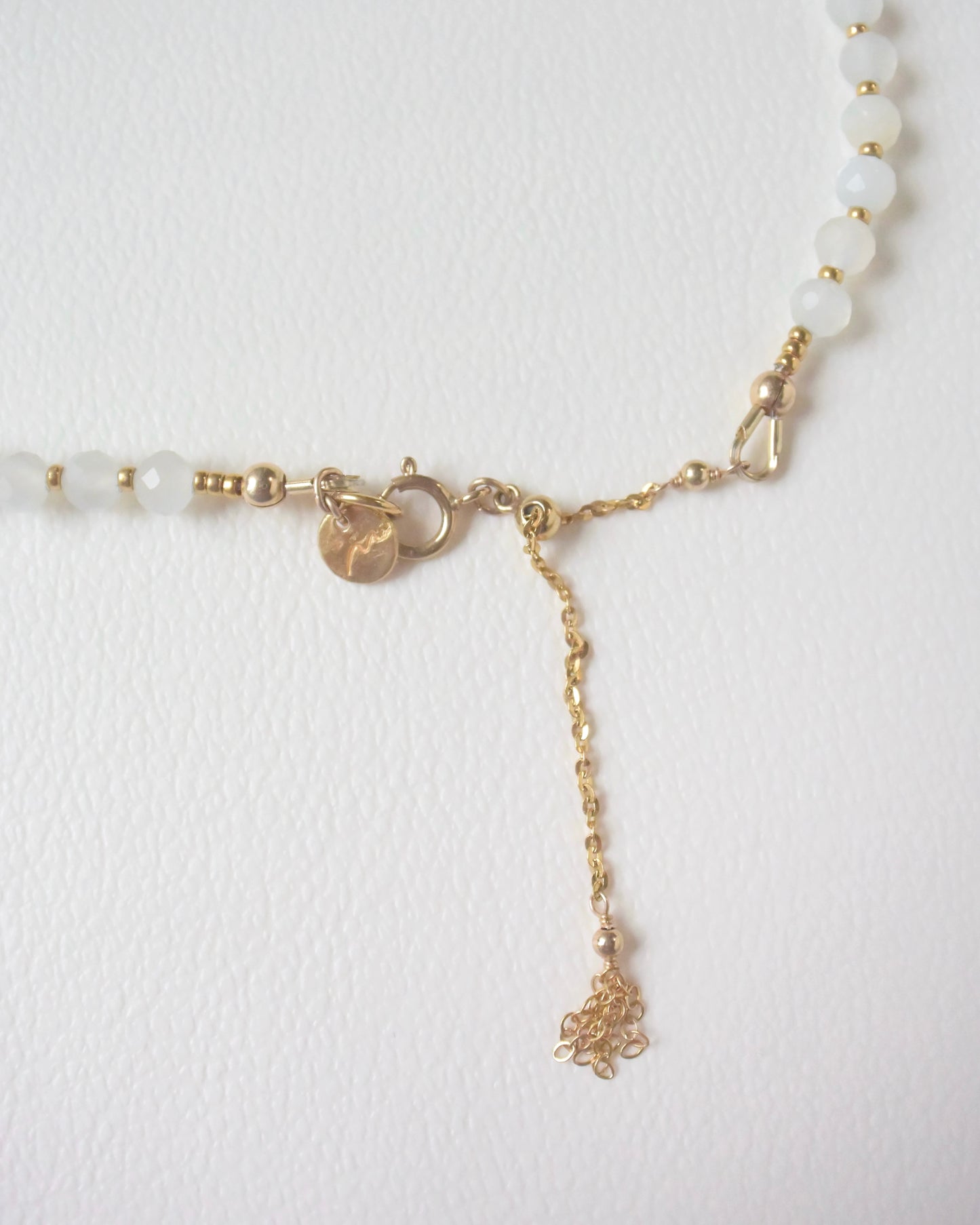 14KGF〈Earthing beads Necklace〉White moonstone