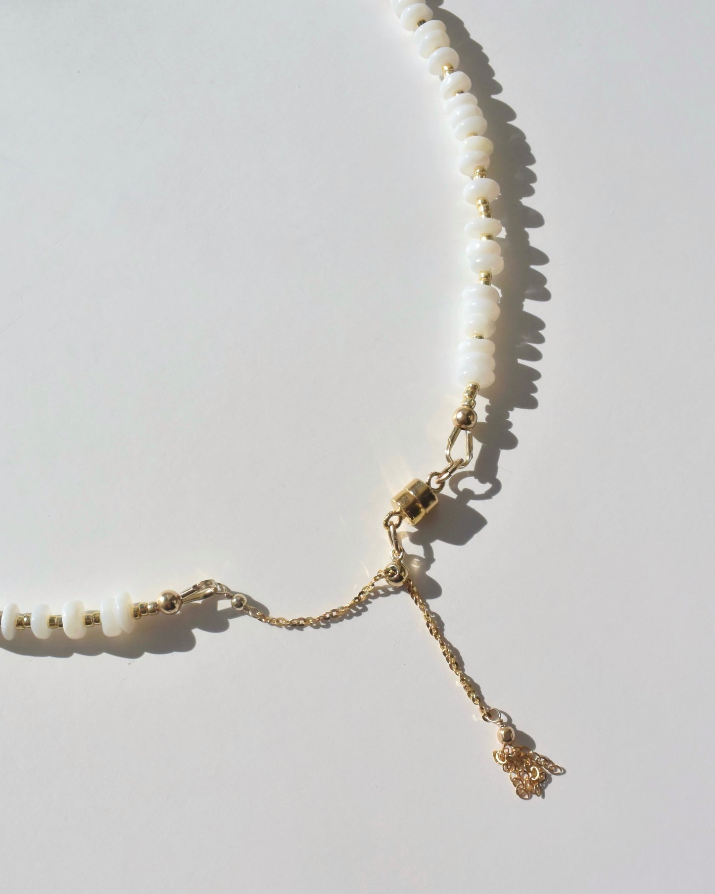 14KGF〈Earthing beads Necklace〉White opal