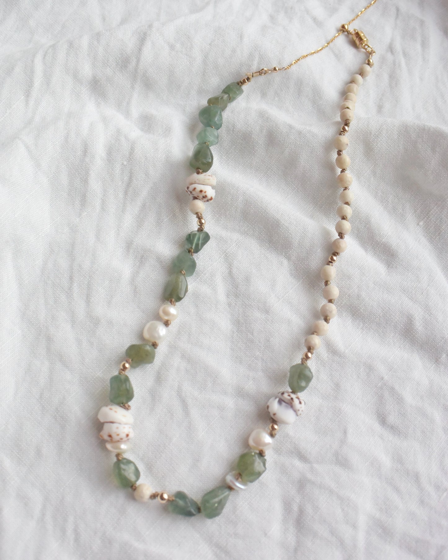 14KGF〈Silk cord necklace〉Green apatite