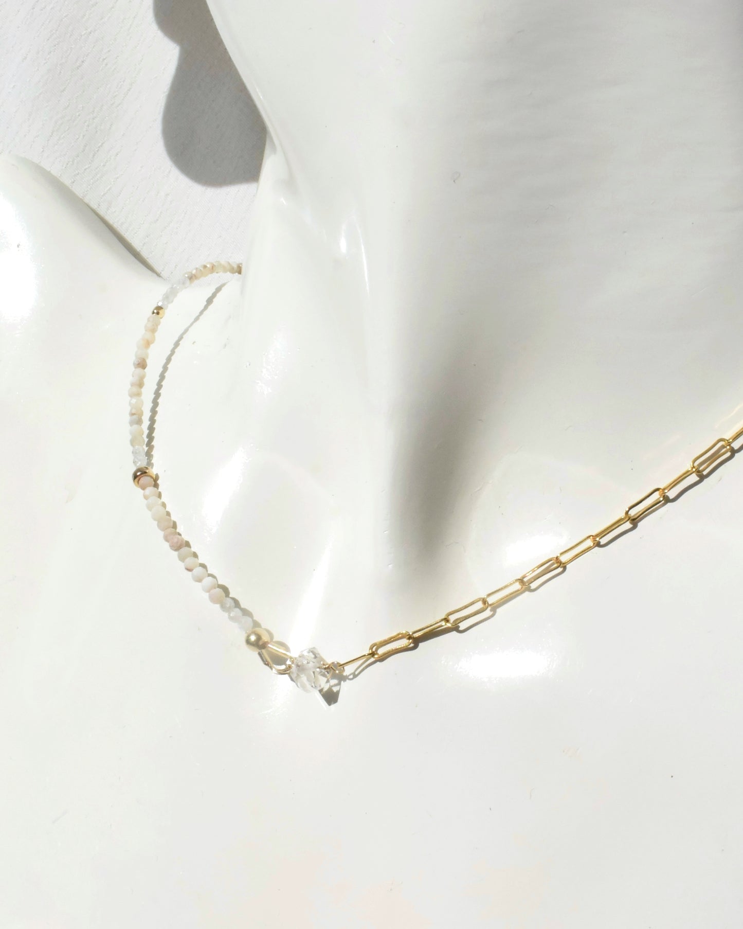 14KGF〈Herkimer diamond half chain 〉Opal