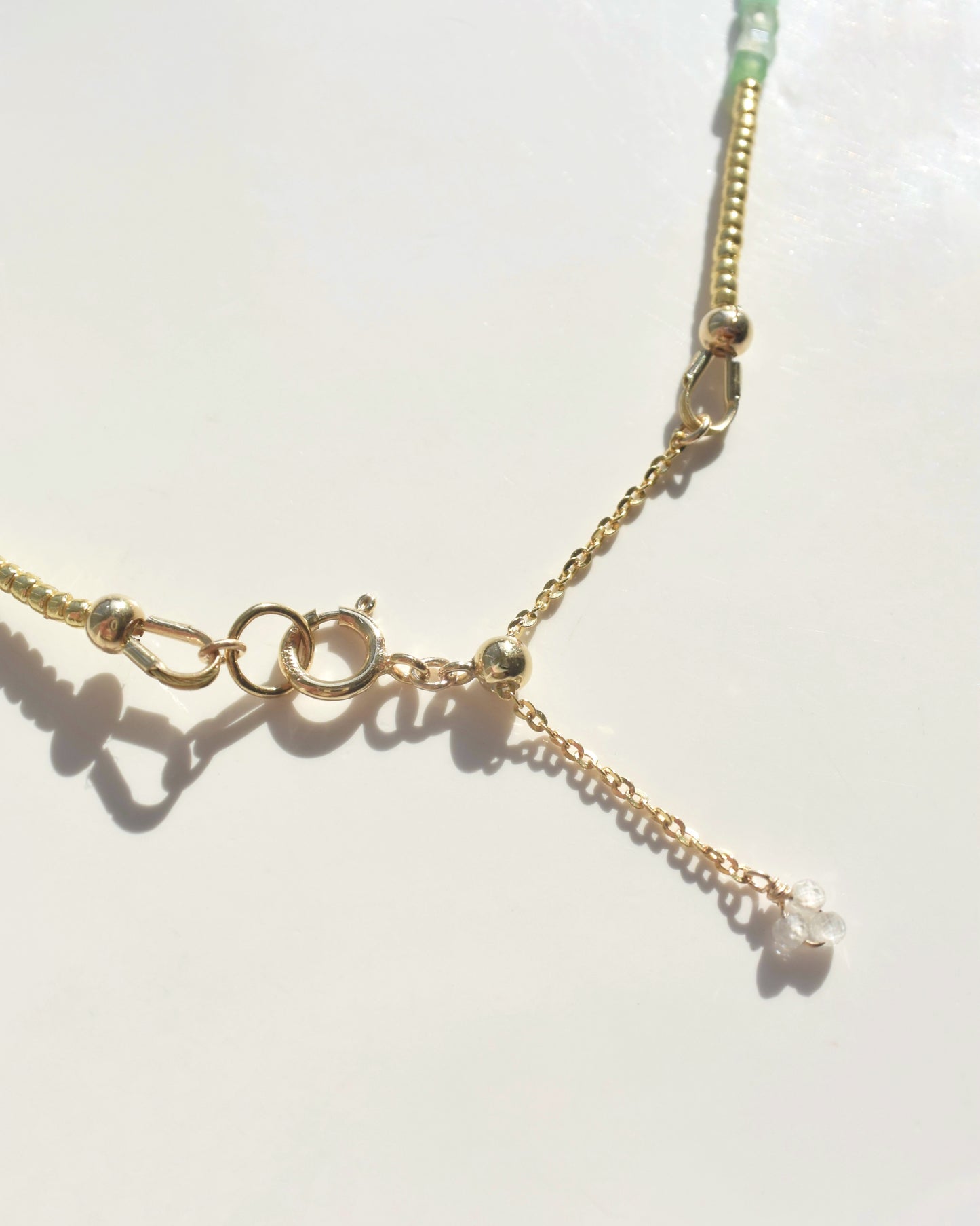 14KGF〈Earthing beads necklace〉Emerald×MOP