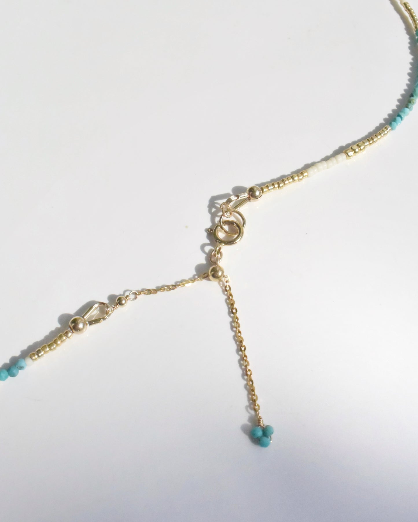 14KGF〈Earthing beads Necklace〉Turquoise×Rainbow moonstone