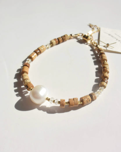 14KGF〈Magnet Bracelet〉 Picture jasper×Fresh water pearl