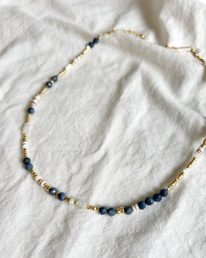 14KGF〈Earthing beads Necklace〉 Coral×White moonstone