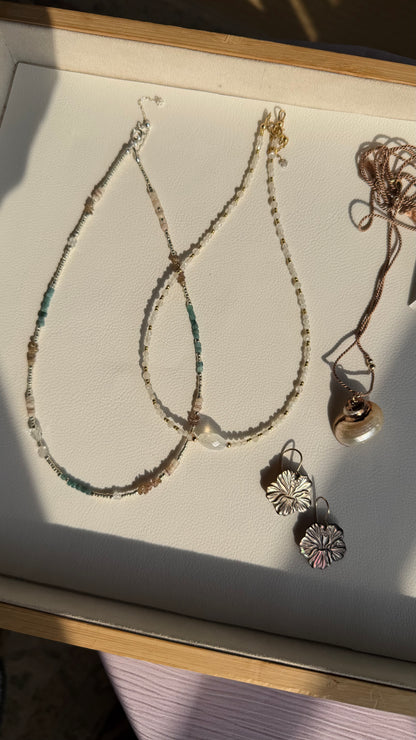 Silver〈Earthing beads Necklace〉Blue tourmaline
