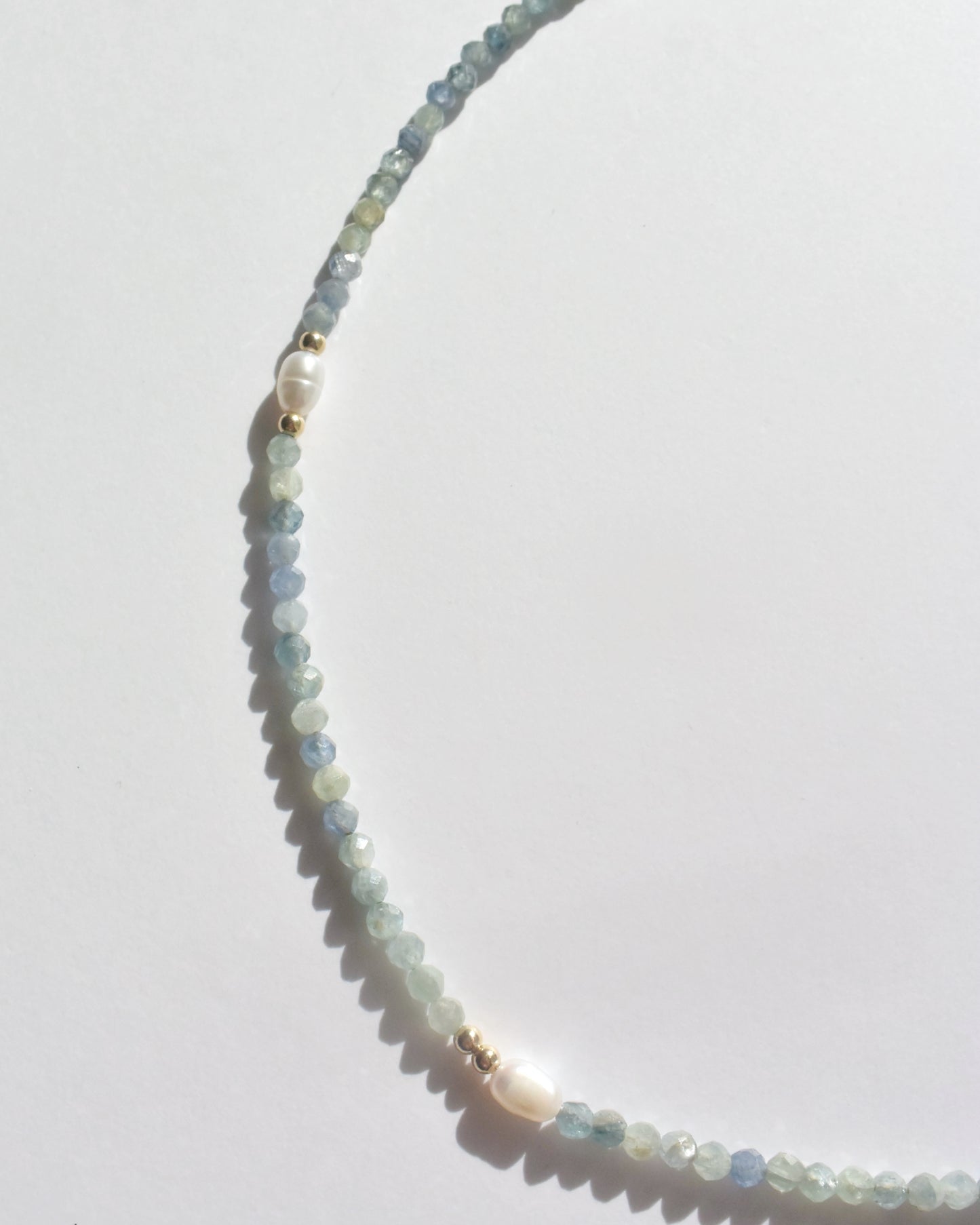 14KGF〈Earthing beads necklace〉Blue kyanite