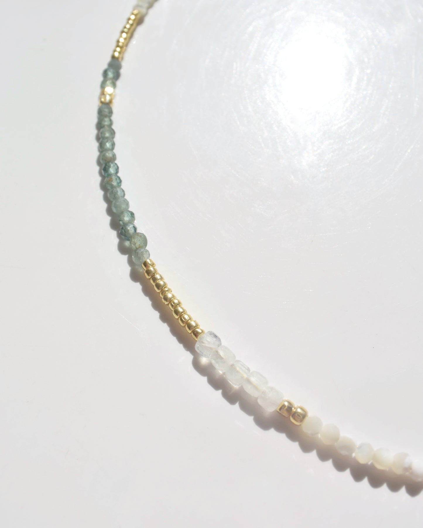 14KGF〈Earthing beads necklace〉Green apatite-B-