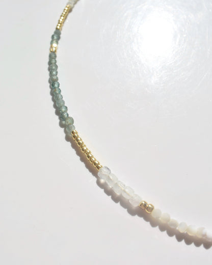 14KGF〈Earthing beads necklace〉Green apatite-B-