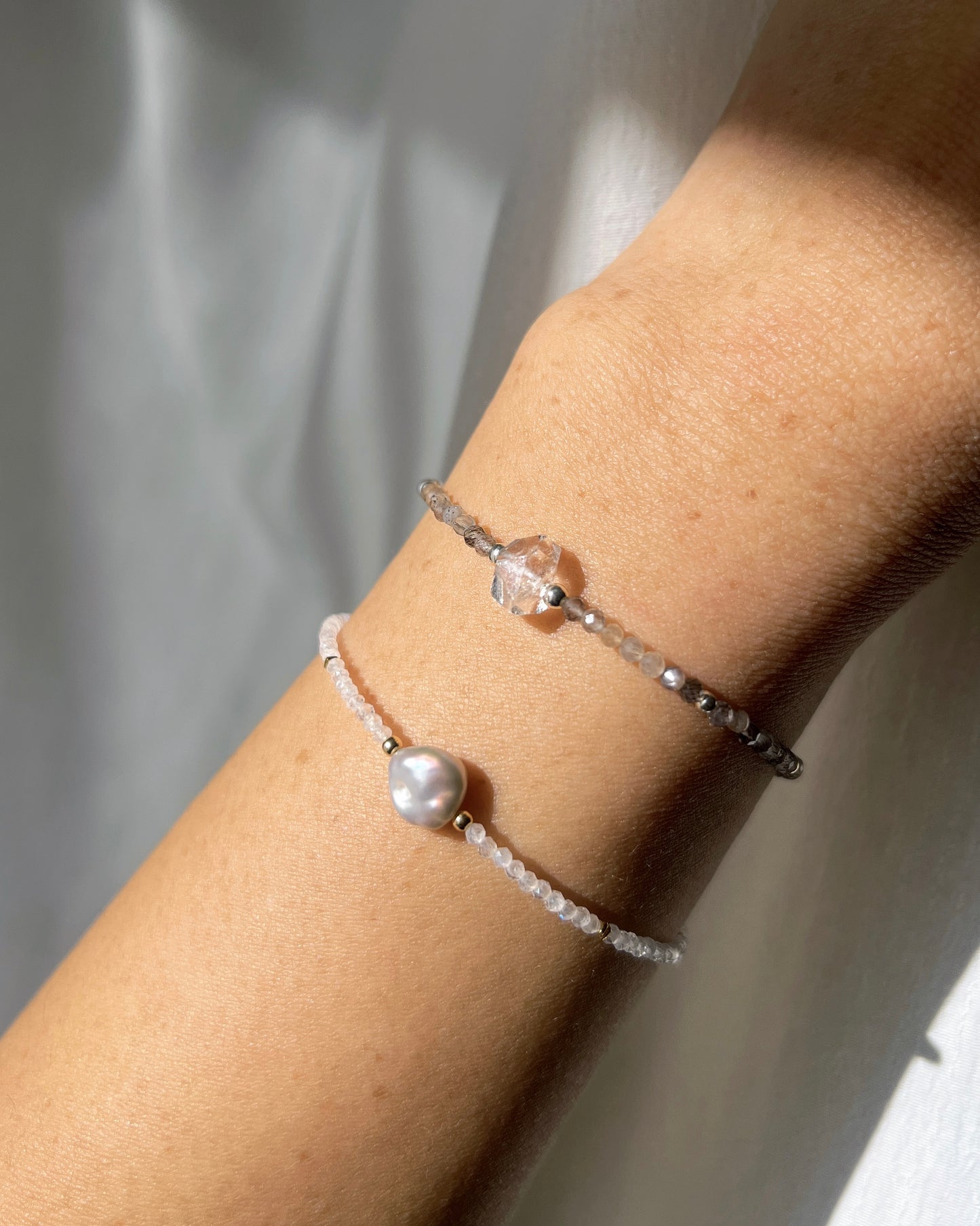 Silver〈Herkimer diamond×labradrite〉Bracelet