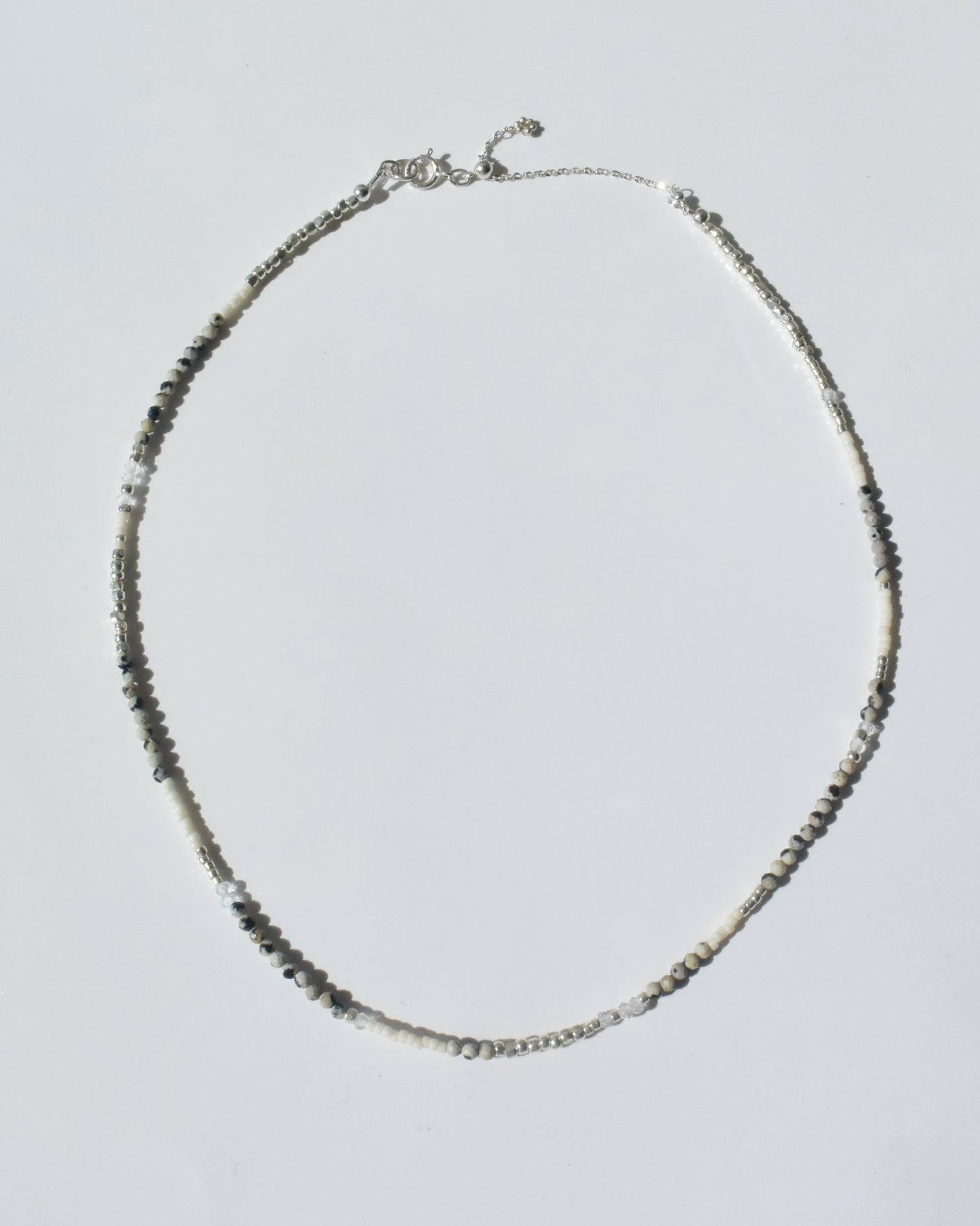 Silver〈Earthing beads Necklace〉Dalmatian jasper