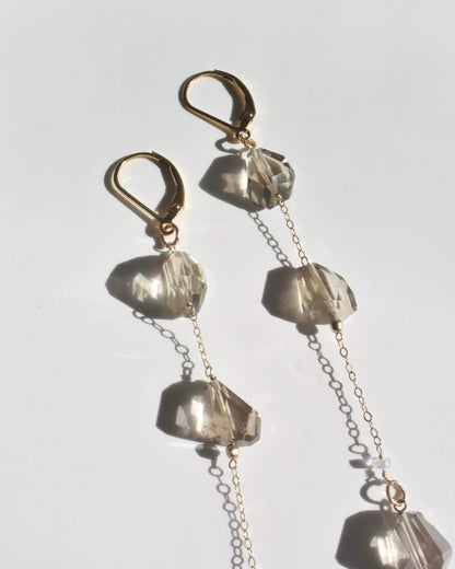 14KGF〈Smoky quartz〉Earrings