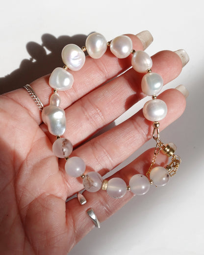 14KGF〈Magnet Bracelet〉Fresh water pearl
