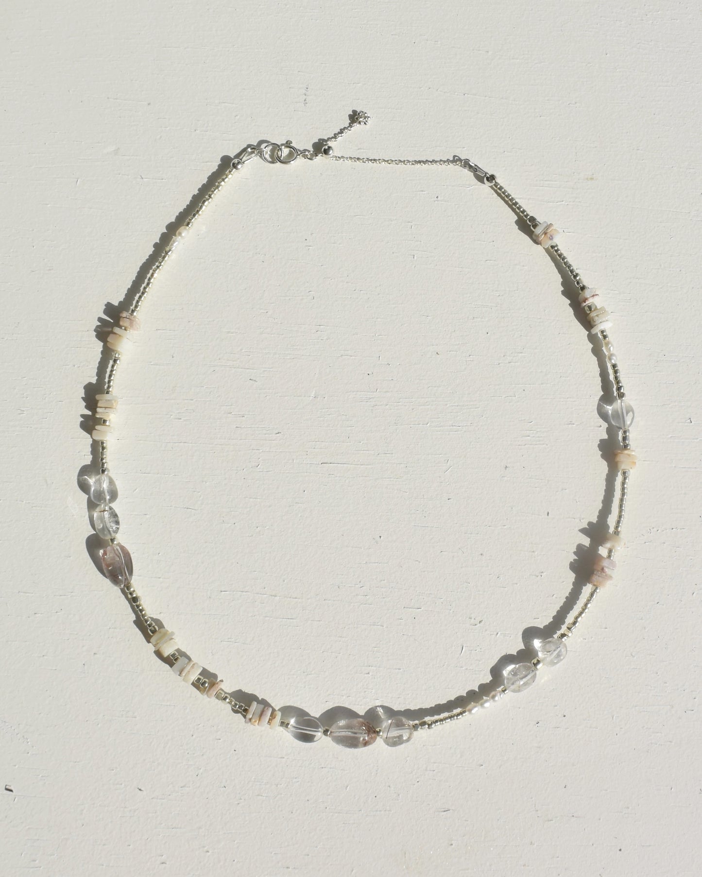 Silver〈Earthing beads necklace〉Rutile quartz&Opal
