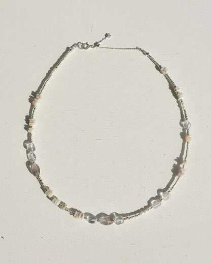Silver〈Earthing beads necklace〉Rutile quartz&Opal