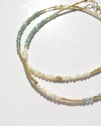 14KGF〈Earthing beads necklace〉Green apatite-B-