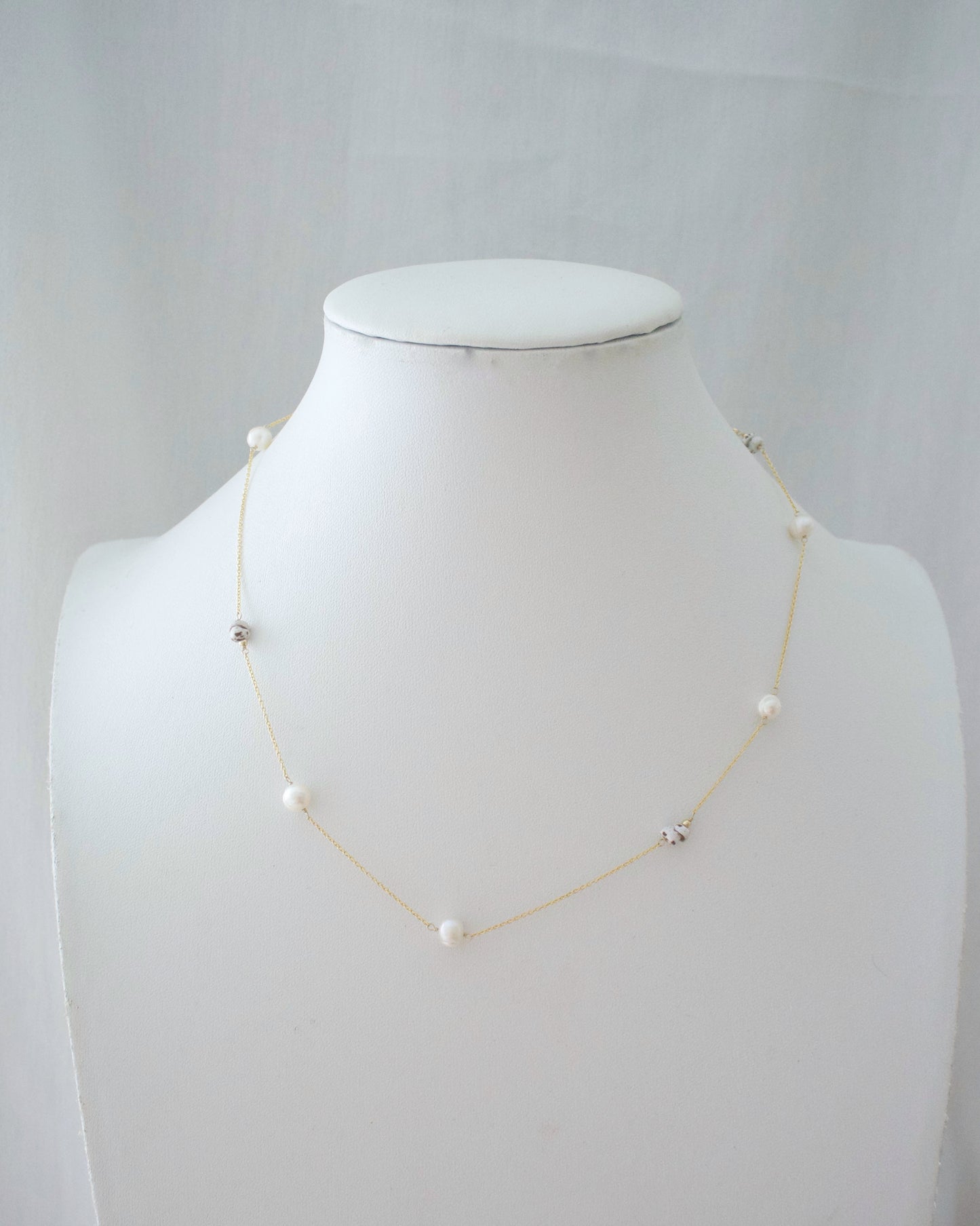 14KGF〈Station necklace〉Fresh water pearl