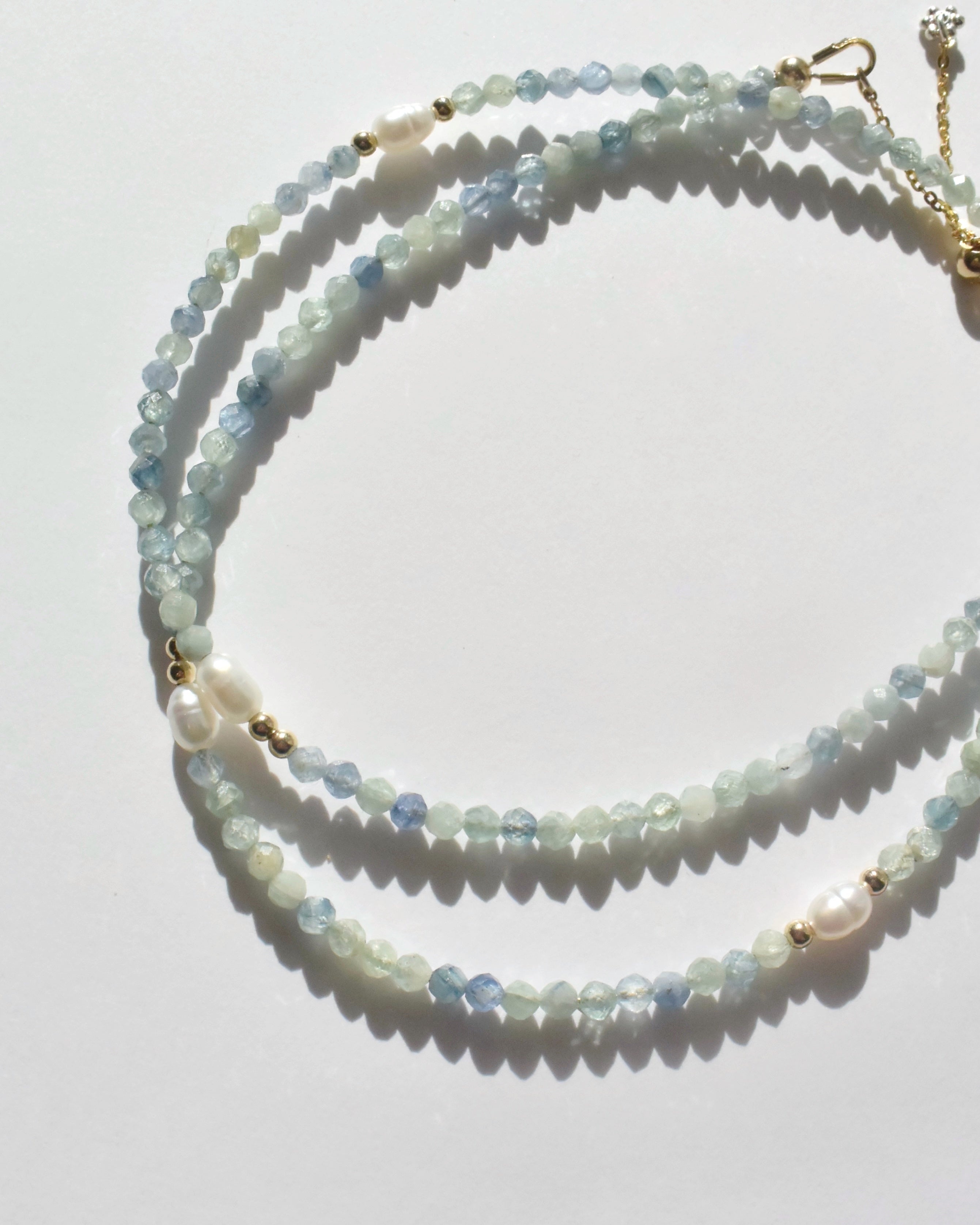 14KGF〈Earthing beads necklace〉Blue kyanite – marino