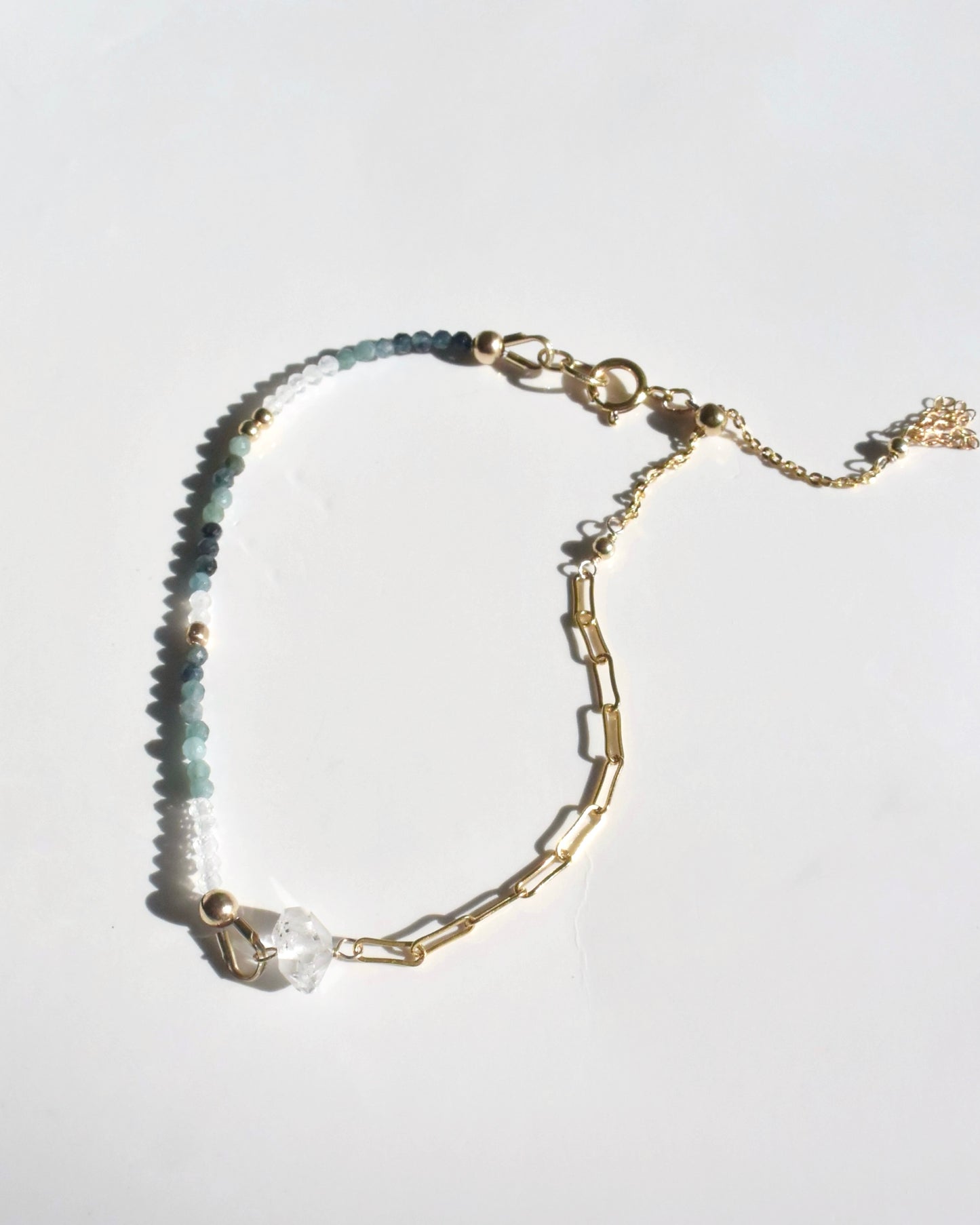 14KGF〈Herkimer diamond×Blue tourmaline〉Bracelet