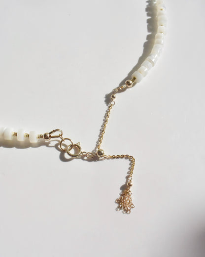 14KGF〈Earthing beads necklace〉MOP-White pearl-