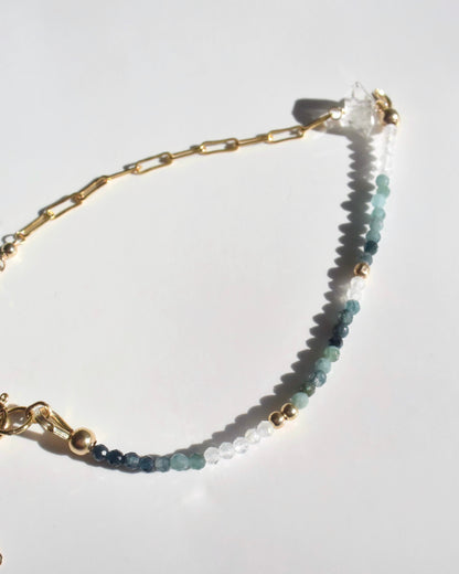 14KGF〈Herkimer diamond×Blue tourmaline〉Bracelet