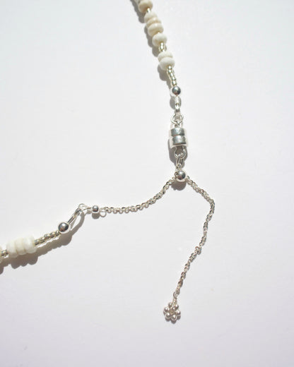 Silver〈Earhing beads Necklace〉 Magnesite×Heart