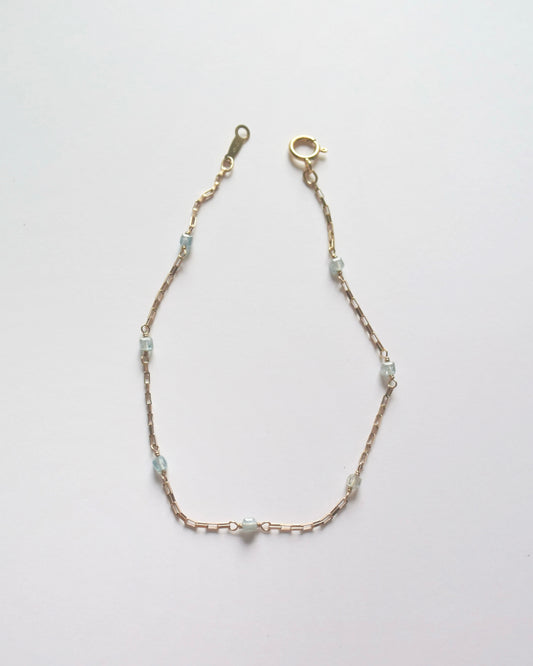 14KGF〈Station necklace〉Blue zircon