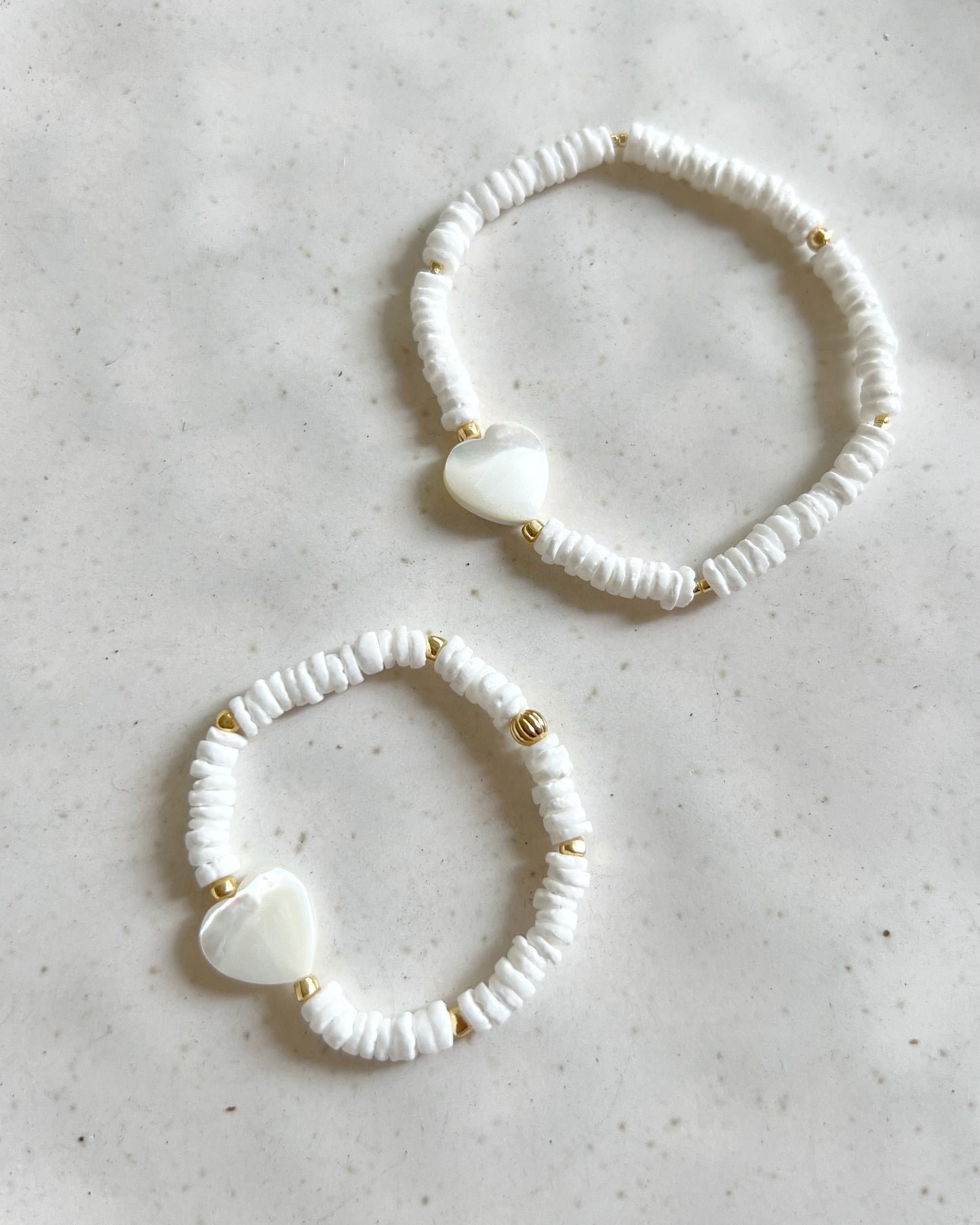 〈Rubber bracelet〉MOP Heart -Shell- "For Mommy & Little girl SET"