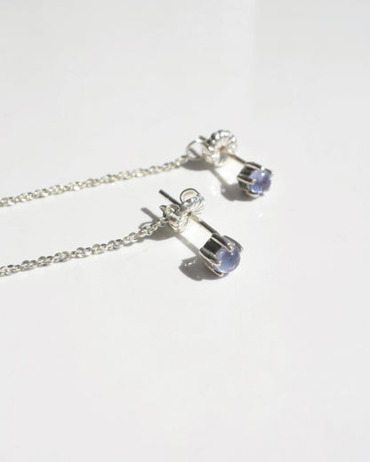 Silver〈Stone stud earrings〉-Tanzanite-